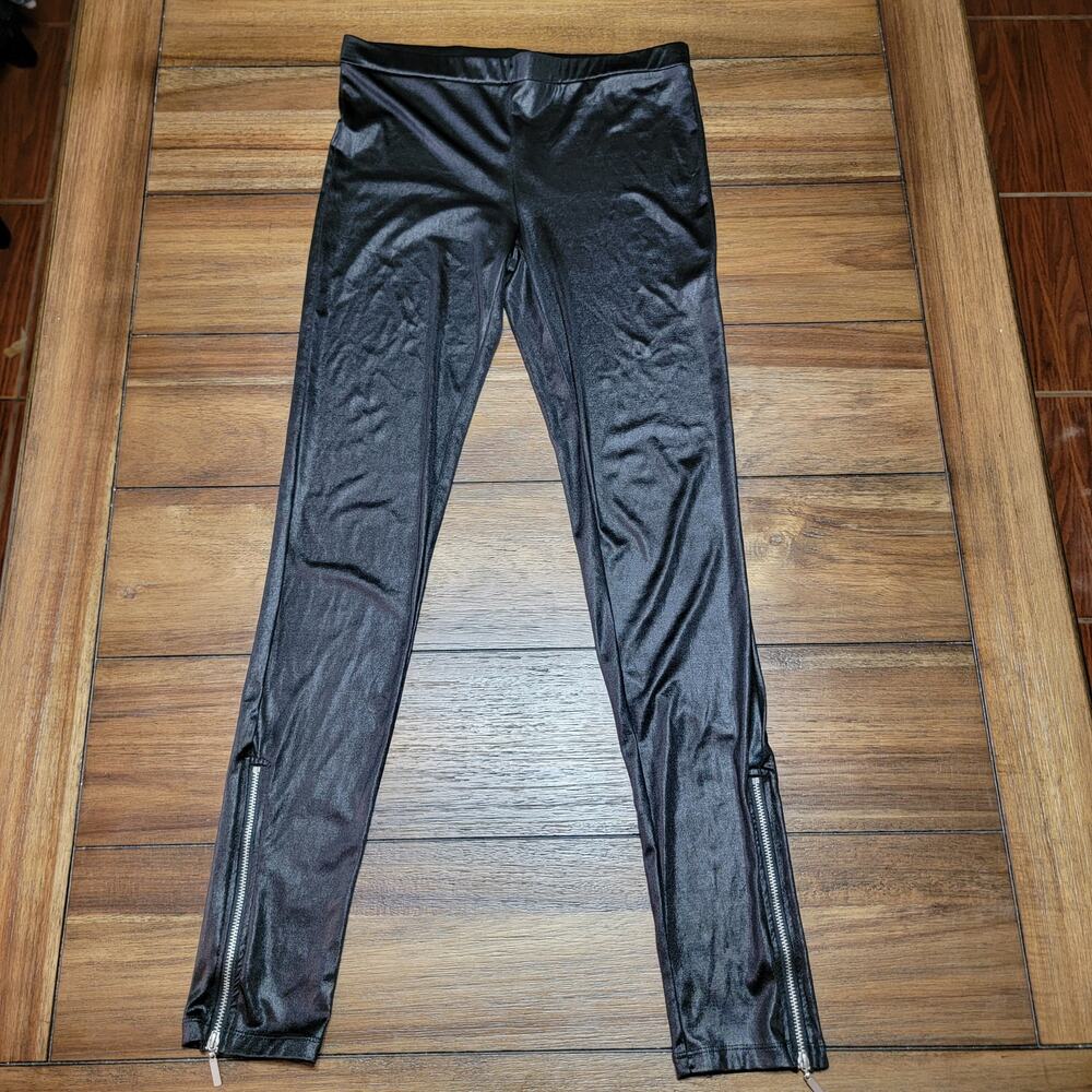 Miley Cyrus Black Legging Pants w/ Zipper Cuffs - Size Large